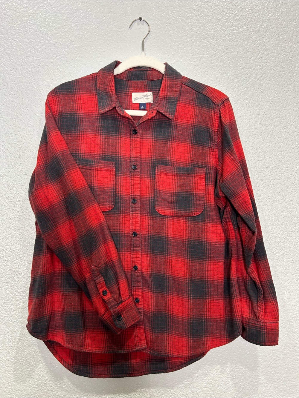 Universal Thread Red and Black Plaid Button-Down Flannel